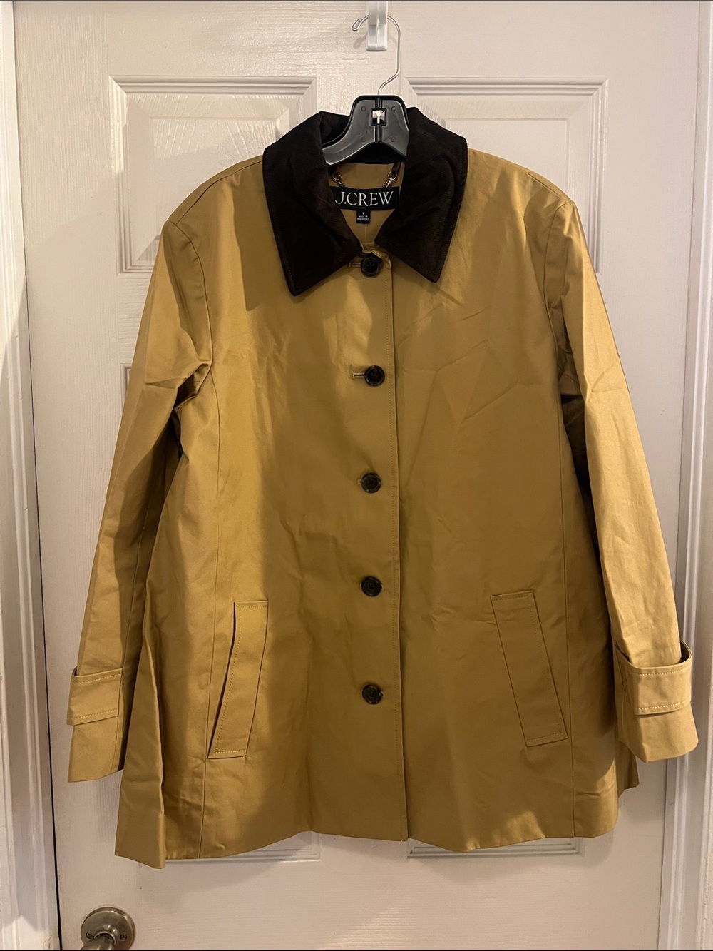 NWT J. Crew Women's Barn Jacket in cotton canvas w/ Dark Brown Collar, sz Small - Picture 6 of 9